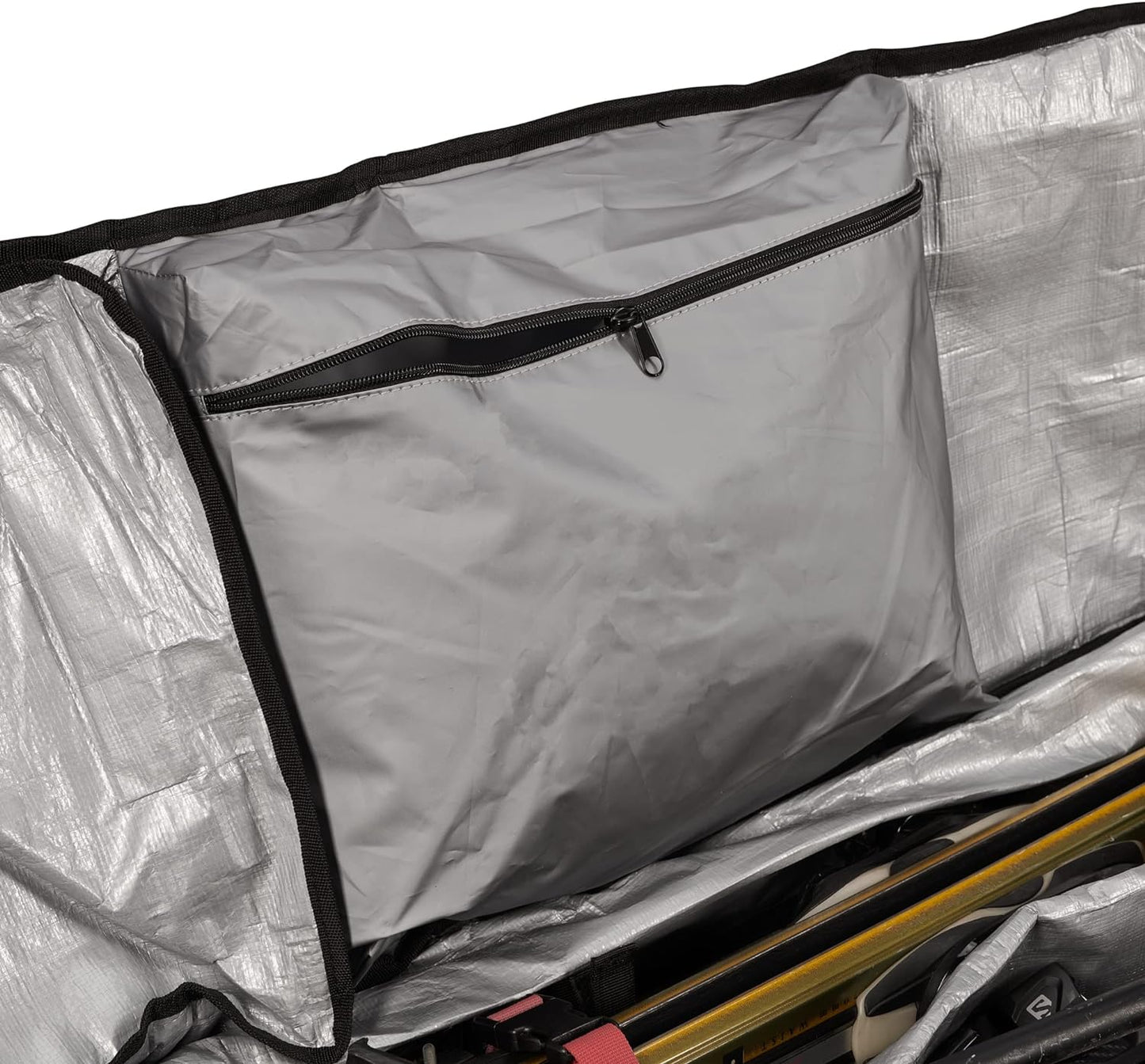 BeltGo Rolling Ski/Snowboard Bag with Wheels for Air Travel - Holds 2 Pairs of Skis